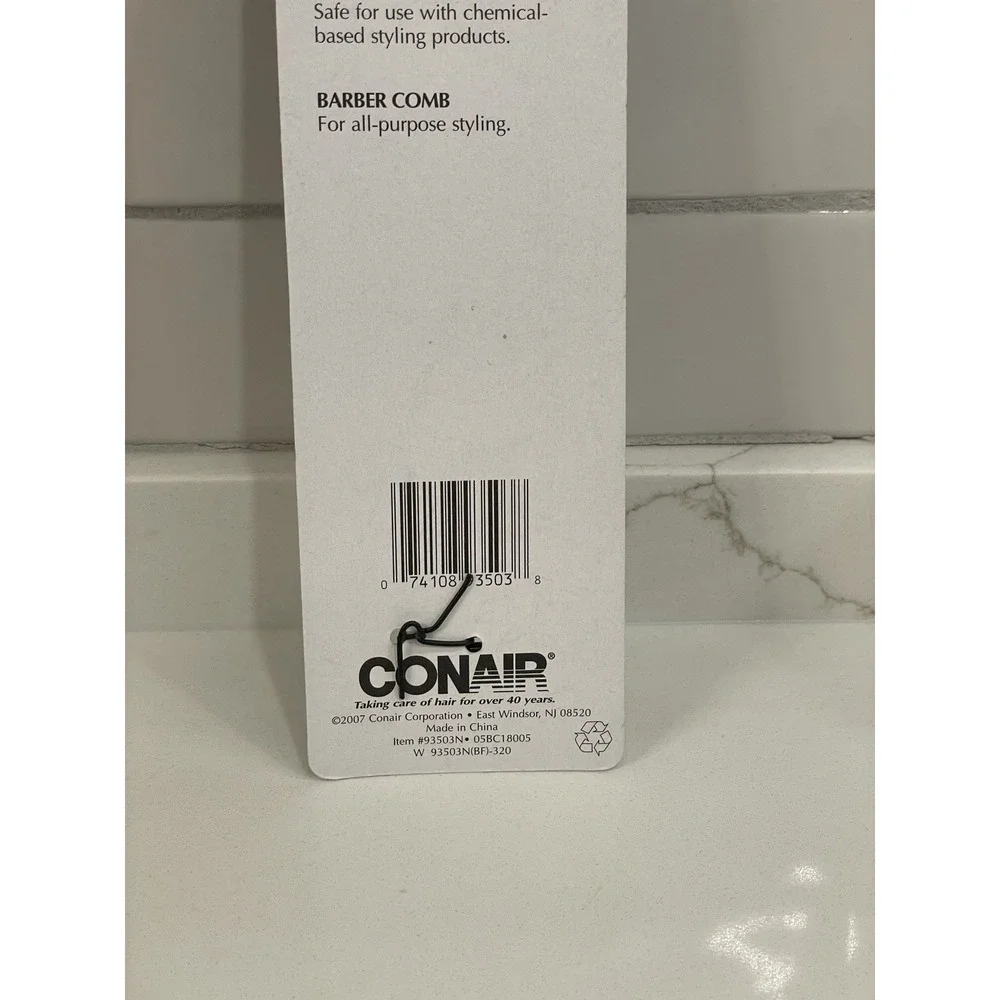 Conair‎ Barber Comb Close Tooth All Purpose Styling Chemical Resistant Black New